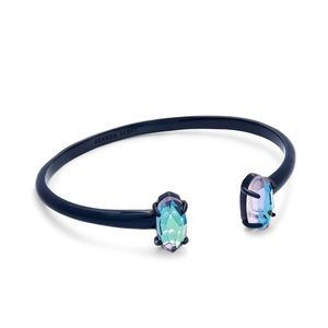 Edie Navy Gunmetal Bracelet Indigo Dichroic Glass